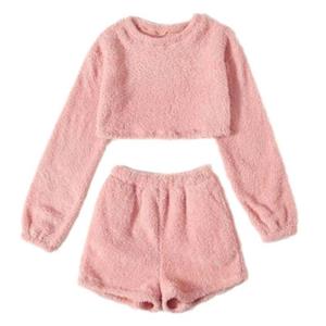 ست نیم تنه و شلوارک زنانه مدل تدی گوسفندی