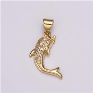 اویز گردنبند طلا 18 عیار زنانه قیراط طرح دلفین کد GH2582 