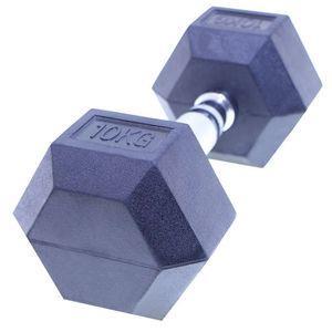 دمبل مدل Rubber شش‌ضلعی وزن 10 کیلوگرم