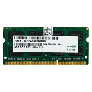 رم لپ تاپ DDR3 تک کاناله 1333 مگاهرتز CL9 اپیسر مدل PC3-10600 ظرفیت 4 گیگابایت