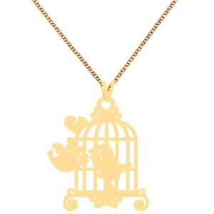 گردنبند طلا 18 عیار زنانه کرابو طرح پرنده در قفس مدل Kr70553 