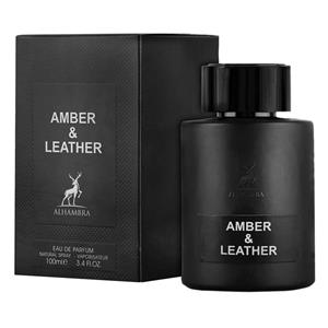 ادو پرفیوم مردانه الحمبرا مدل Amber and Leather حجم 100 میلی لیتر 