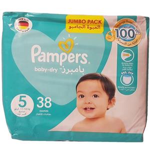 پوشک پمپرز مدل baby dry سایز 5 بسته 38 عددی