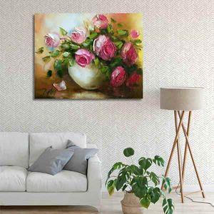 تابلو بوم طرح گلدان گل رز کد ART-2956