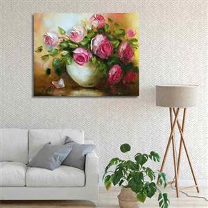 تابلو بوم طرح گلدان گل رز کد ART-2956