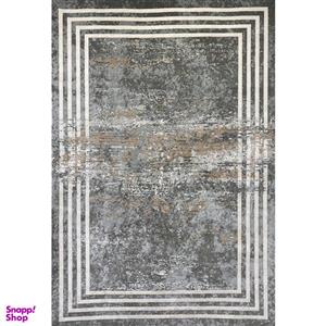 فرش ماشینی آرمانی مدل مدرن طرح پتینه زمینه طوسی