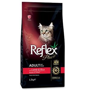 غذای خشک گربه بالغ رفلکس پلاس با طعم گوشت بره و برنج وزن 1.5 کیلوگرم