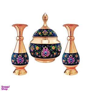 ست 3 تکه گلدان و شکلات خوری مسی مدل پرداز کد 18