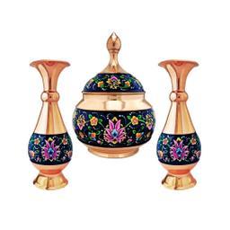 ست 3 تکه گلدان و شکلات خوری مسی مدل پرداز کد 18