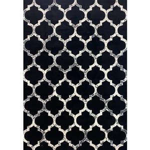 فرش ماشینی آرمانی مدل زبرا طرح مراکشی 720 زمینه مشکی