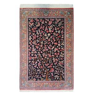 فرش دستباف ذرع و نیم مدل تمام ابریشم قم