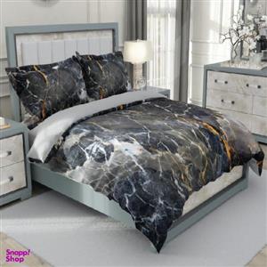 سرویس روتختی طرح سنگ مرمر مدل Black marble دو نفره 6 تکه
