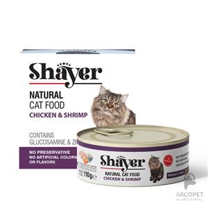 کنسرو غذای گربه شایر مدل Chicken&shrimp وزن 110 گرم بسته 24 عددی
