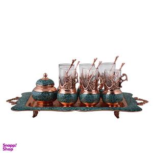 سرویس چای خوری 8 پارچه فیروزه کوبی آقاجانی کد F018 