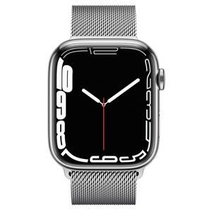 اپل واچ سری 7 سایز 45 نقره ای با بند میلانس لوپ Apple Watch 7 with Silver  Milanese Loop 45mm