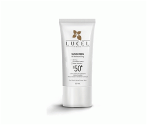 ضدافتاب کرم پودری چروک ابرسان با SPF50 مناسب انواع پوست فاقد رنگ Lucel Sunscreen All Skin 