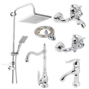 ست شیرآلات فراست پویا مدل لیسکا به همراه دوش حمام و شلنگ توالت