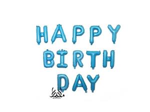 بادکنک فویلی حروف HAPPY BIRTH DAY آبی روشن ساده 