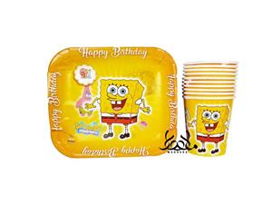 بشقاب و لیوان باب اسفنجی 10 عددی کد 1