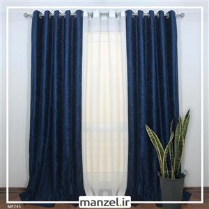 پرده پانچ مخمل پتینه سرمه ای کد MP245