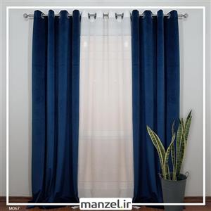 پرده پانچ مخمل ساده سرمه ای کد M067