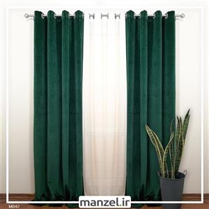 پرده پانچ مخمل ساده سبز تیره کد M042