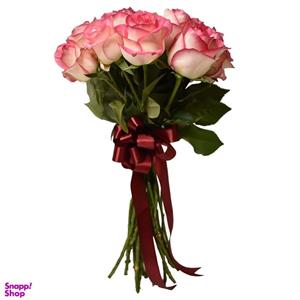 شاخه گل رز هلندی صورتی دسته 20 عددی