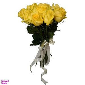 شاخه گل رز هلندی زرد دسته 15 عددی