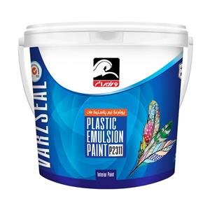 رنگ نیم پلاستیک مات سفید PLUS ورزیران کد P2311 وزن 5 کیلوگرم