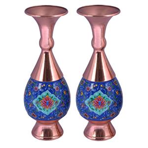 گلدان میناکاری مسی کد 040002 بسته 2 عددی -