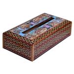 جعبه دستمال کاغذی خاتم کاری طرح مینیاتور کد ol-26