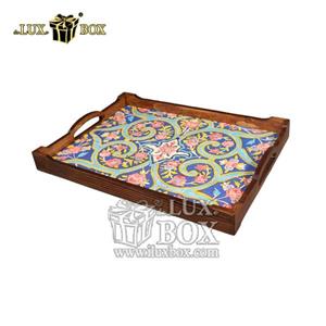 سینی چوبی سنتی مستطیل طرح کاشی  کد LB555