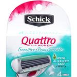 تیغ یدک 4 لبه شیک حاوی 6 عدد یدک در بستهschick Quattro sensitive کد 91883