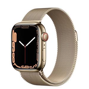 اپل واچ سری ۷ طلایی با بند میلانس لوپ طلایی ۴۱ میلیمتری Apple Watch 7 with gold Milanese Loop 41mm