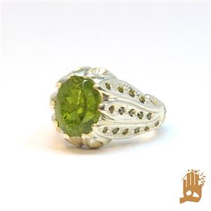 انگشتر فیلی سه برگ نگین و مخراج زبرجد مردانه کد 426