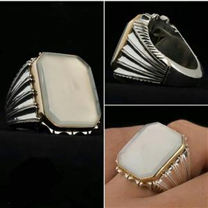 انگشتر شیرازی نگین عقیق کبود یمنی مردانه کد 717