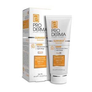 کرم ضد آفتاب پرودرما مدل spf50 Sunvest حجم 40 میلی لیتر مناسب برای پوست های حساس