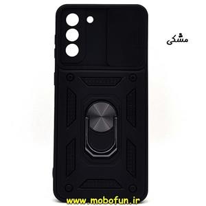 قاب گوشی Galaxy S21 Plus سامسونگ طرح ضد ضربه بتمن فول ژله ای هولدر دار محافظ لنز دار کشویی پنجره ای مشکی کد 4