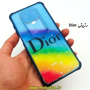 قاب گوشی Redmi Note 9s - Redmi Note 9 Pro شیائومی طرح رزینی IMD ایربگ دار فانتزی محافظ لنز دار کشویی رزینی Dior کد 358