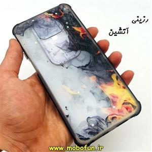 قاب گوشی Redmi Note 9s - Redmi Note 9 Pro شیائومی طرح رزینی IMD ایربگ دار فانتزی محافظ لنز دار کشویی رزینی آتشین کد 356