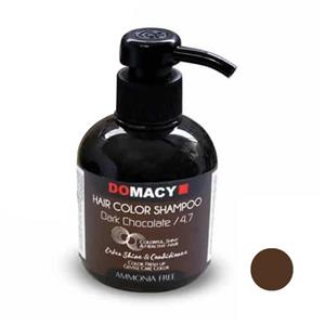 شامپو رنگساژ دوماسی شماره 4.7 حجم 300 میلی لیتر قهوه ای شکلاتی DOMACY Hair Color Shampoo no ml 