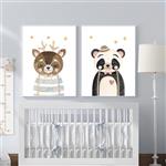 تابلو کودک و نوزاد مدل Elfap_Watercolor Panda Bear مجموعه 2 عددی