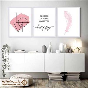 تابلو دکوراتیو مدل پر کد TC13 مجموعه 3 عددی