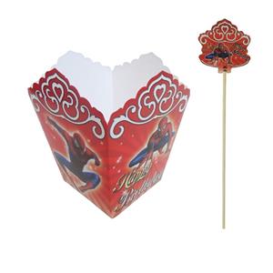 ظرف پاپ کورن مستر تم طرح مرد عنکبوتی بسته 12 عددی به همراه تاپر