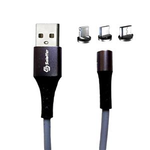 کابل تبدیل مغناطیسی USB به microUSB/ لایتنینگ /USB-C سولوفر مدل CC36 طول 1 متر