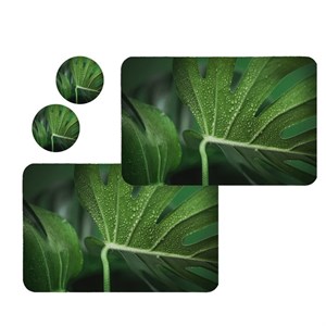 زیربشقابی طرح برگ کد 8359 مجموعه 2 عددی همراه زیر لیوانی
