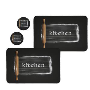 زیربشقابی طرح Kitchen کد 8328 مجموعه 2 عددی همراه زیر لیوانی