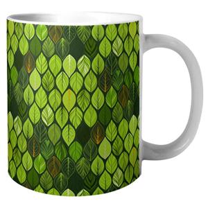 ماگ مدل سرامیکی دسته دار برگ سبز