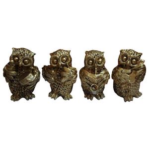 مجسمه لیلپار طرح جغد نوازنده مدل ABD-2009 T مجموعه 4 عددی