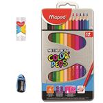 مداد رنگی 12 رنگ مپد مدل COLOR PEPS کد metal  به همراه تراش و پاک کن